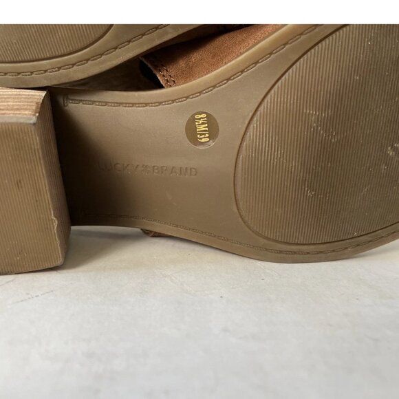 Lucky Brand Barimo Brown Suede Peep Toe Booties 8 - Picture 13 of 15